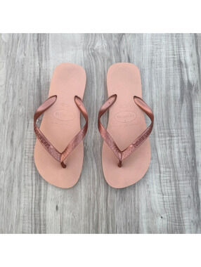 Havaianas Slim Metallic Rose Gold Flip Flops Women’s 11/12
